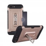 Wholesale iPhone 8 Plus / 7 Plus Rugged Kickstand Armor Case with Card Slot (Gold)
